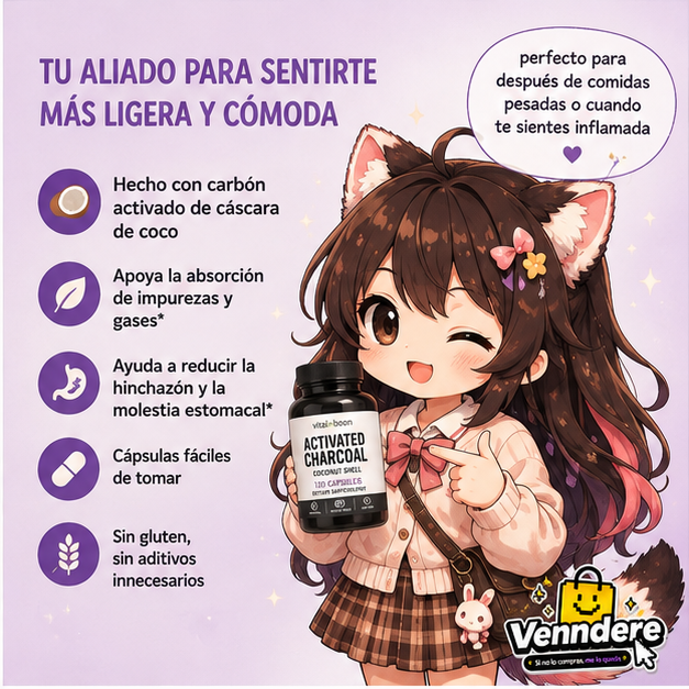 Vital+Boon – Carbón activado de cáscara de coco, 120 cápsulas - Image 4