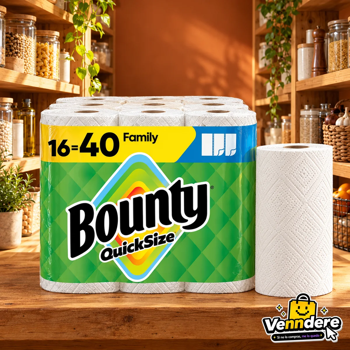Rollos Bounty Quick-Size ambientados en la alacena
