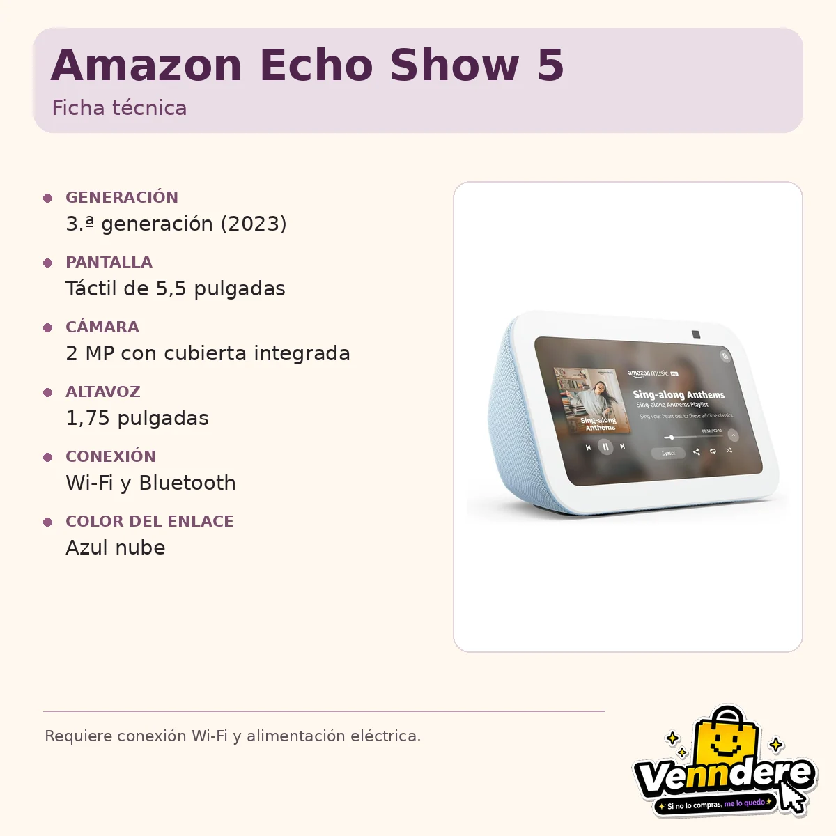 Ficha técnica en español de Amazon Echo Show 5